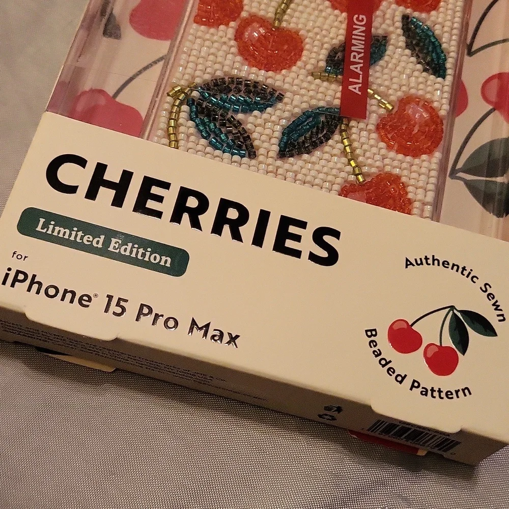 iPhone 15 Pro Max MVMT Limited Edition Cherry Beaded Case - White TL M Lp